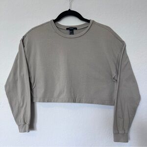 Forever 21 Crewneck Crop Top Sweatshirt Olive Green Small